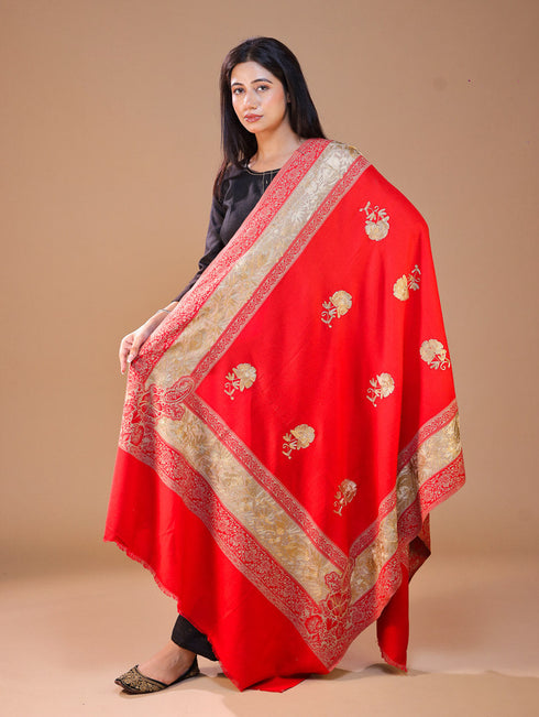 Women's Jamawar Aari Embroidery Wool Shawl